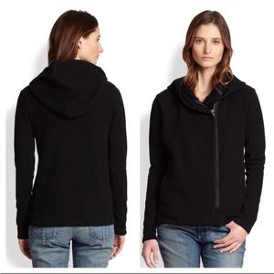 James Perse Hooded Asymmetric Cotton Knit Jacket‎